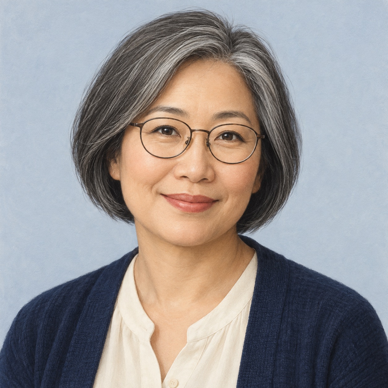 Illustrated AI persona Grace Lin